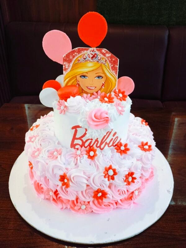 Barbie theme creamy cake